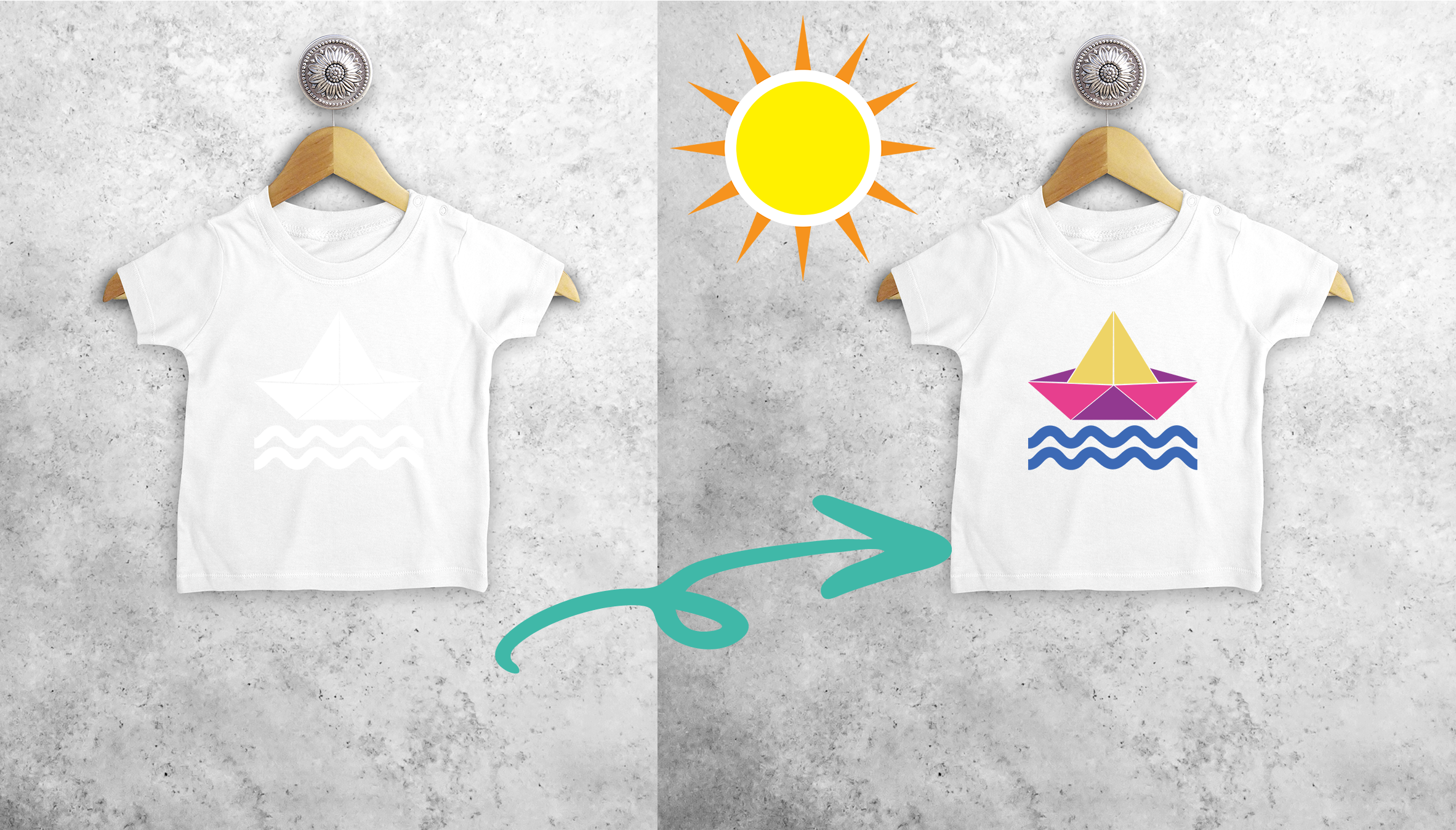 Boat and waves magic baby shortsleeve shirt