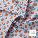 Orange, pink and blue circles and triangles fabric