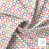 Random green, blue, pink and red circles fabric