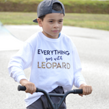 'Everything goes with leopard' kids longsleeve shirt