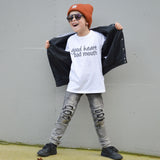 'Good heart, bad mouth' kids shortsleeve shirt