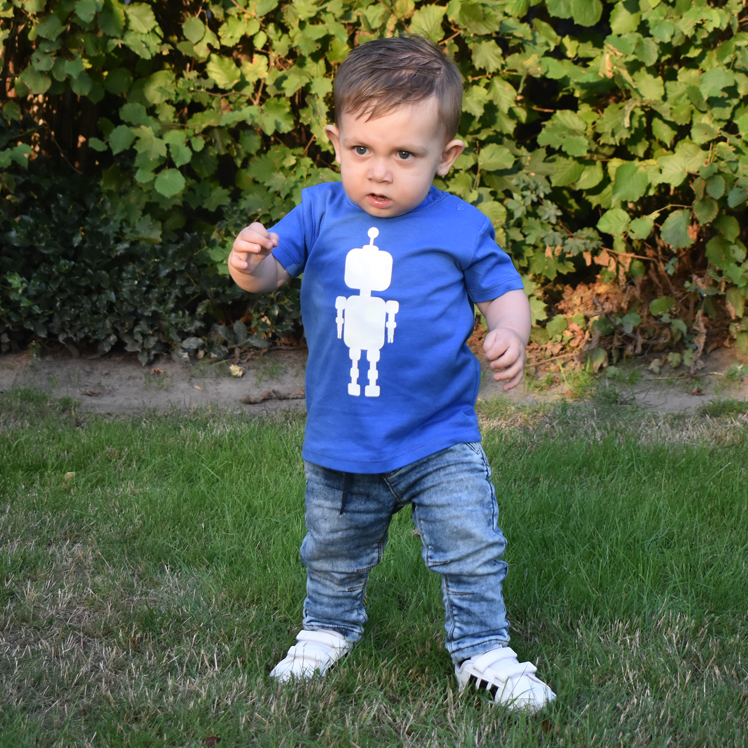 Robot glow in the dark baby shortsleeve shirt