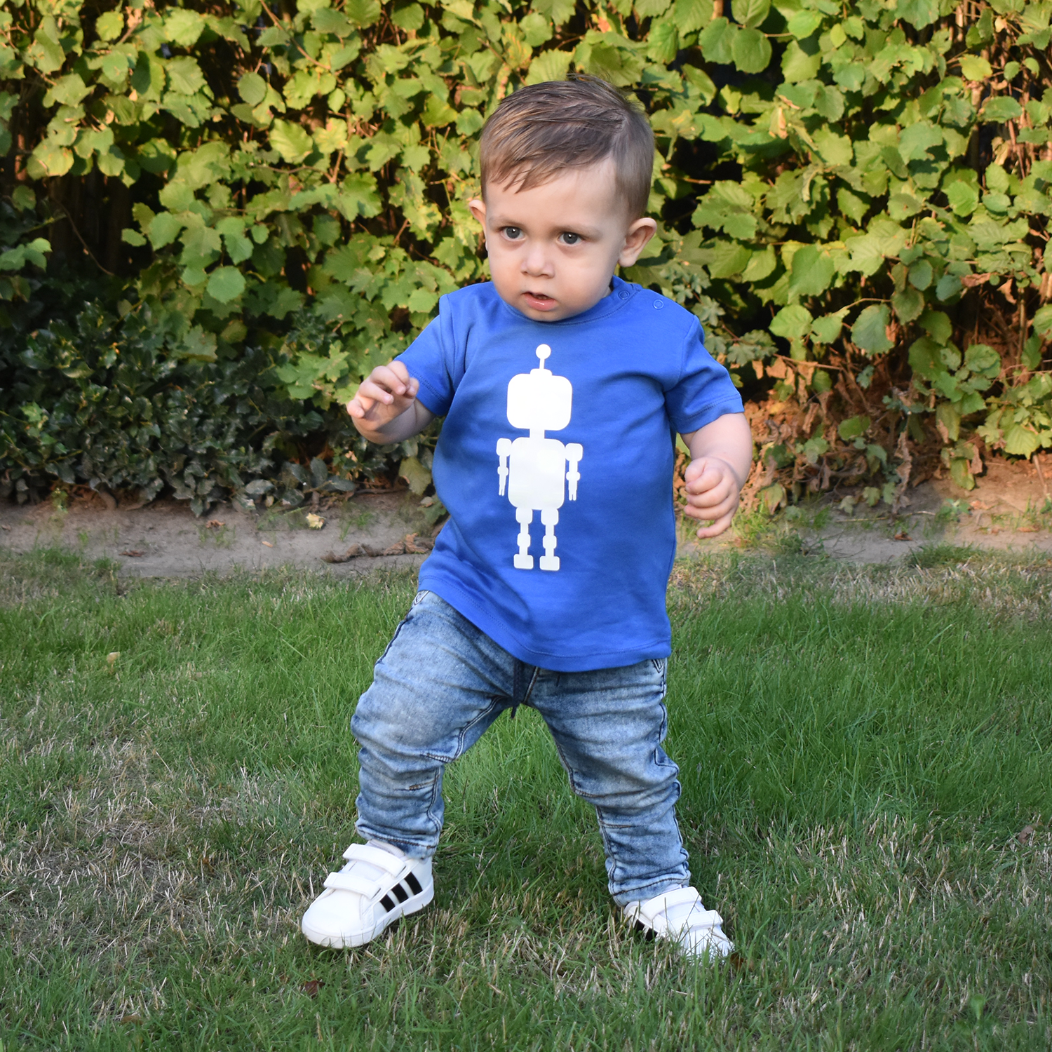 Robot glow in the dark baby shortsleeve shirt