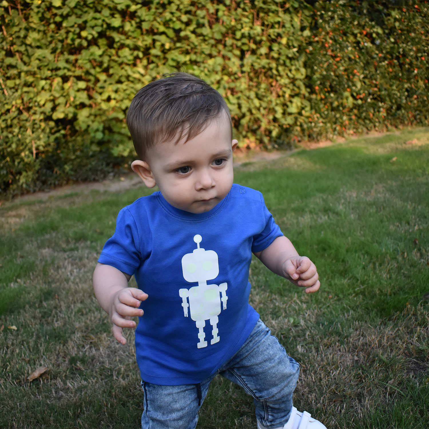 Robot glow in the dark baby shortsleeve shirt