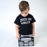 'Music on - World off' kids shortsleeve shirt