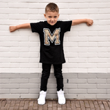 Leopard letter kids shortsleeve shirt