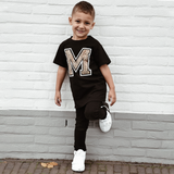 Leopard letter kids shortsleeve shirt