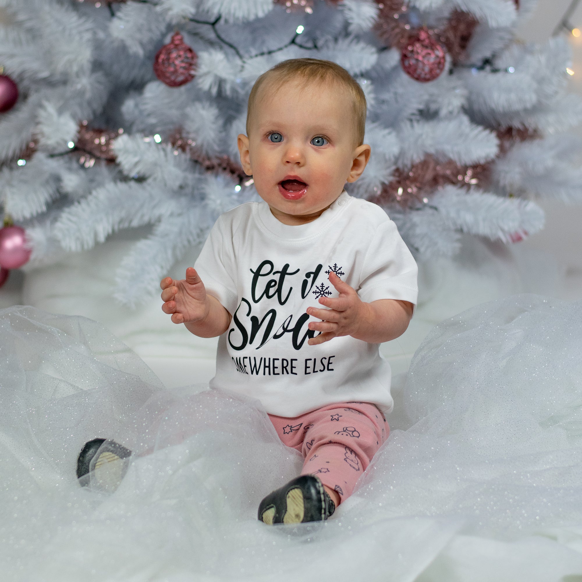 'Let it snow - somewhere else' baby shortsleeve shirt