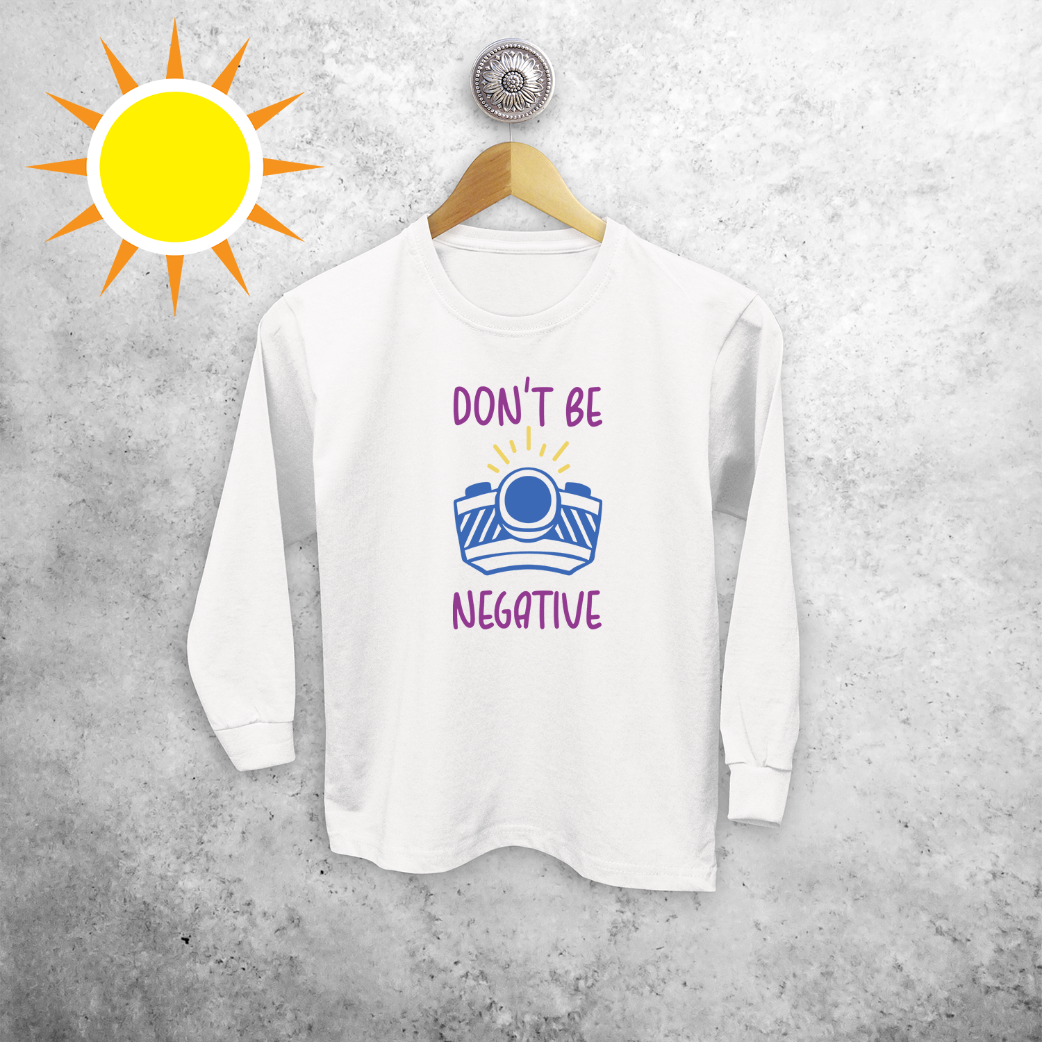 'Don't be negative' magic kids longsleeve shirt