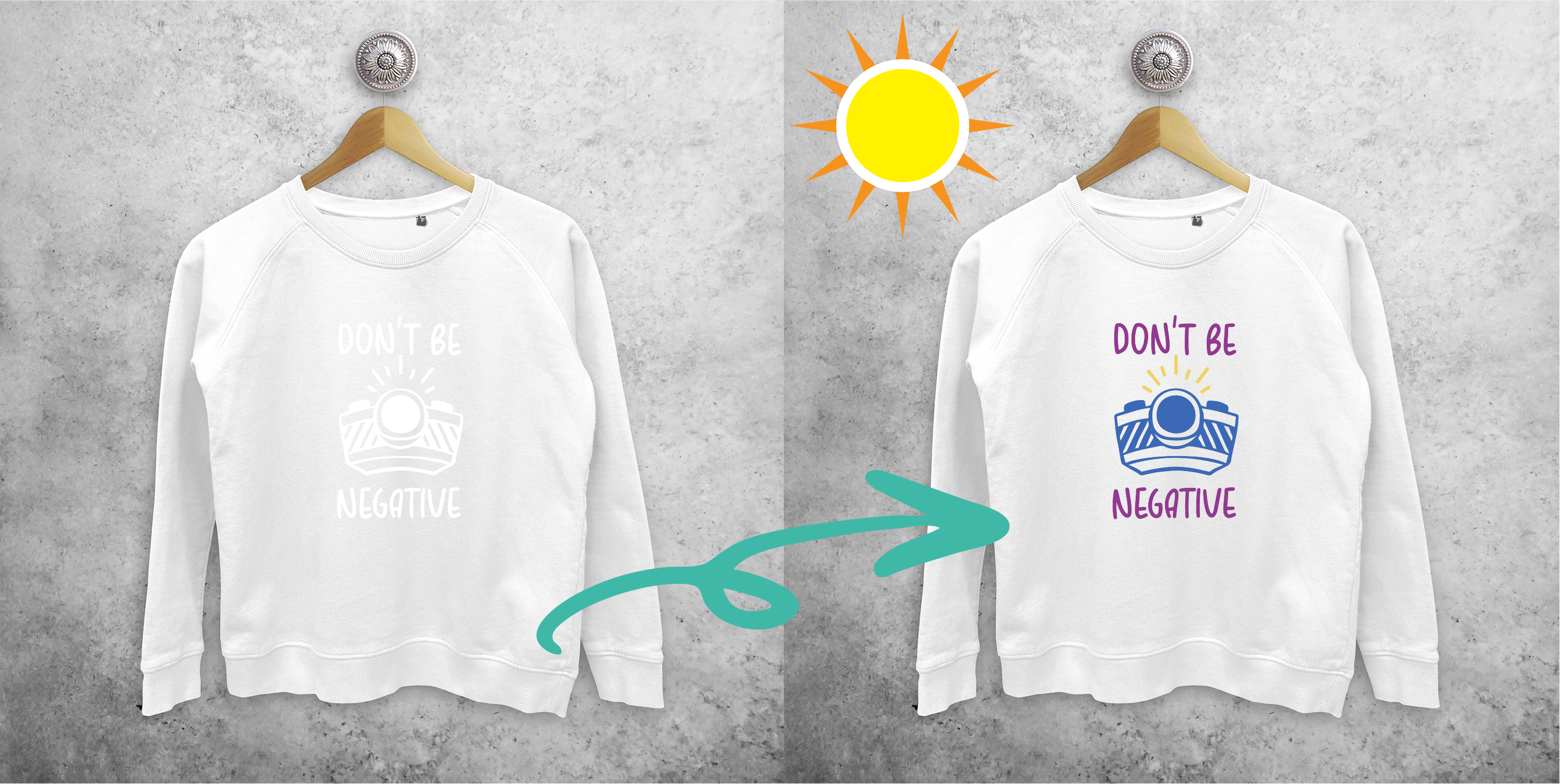 'Don't be negative' magic sweater