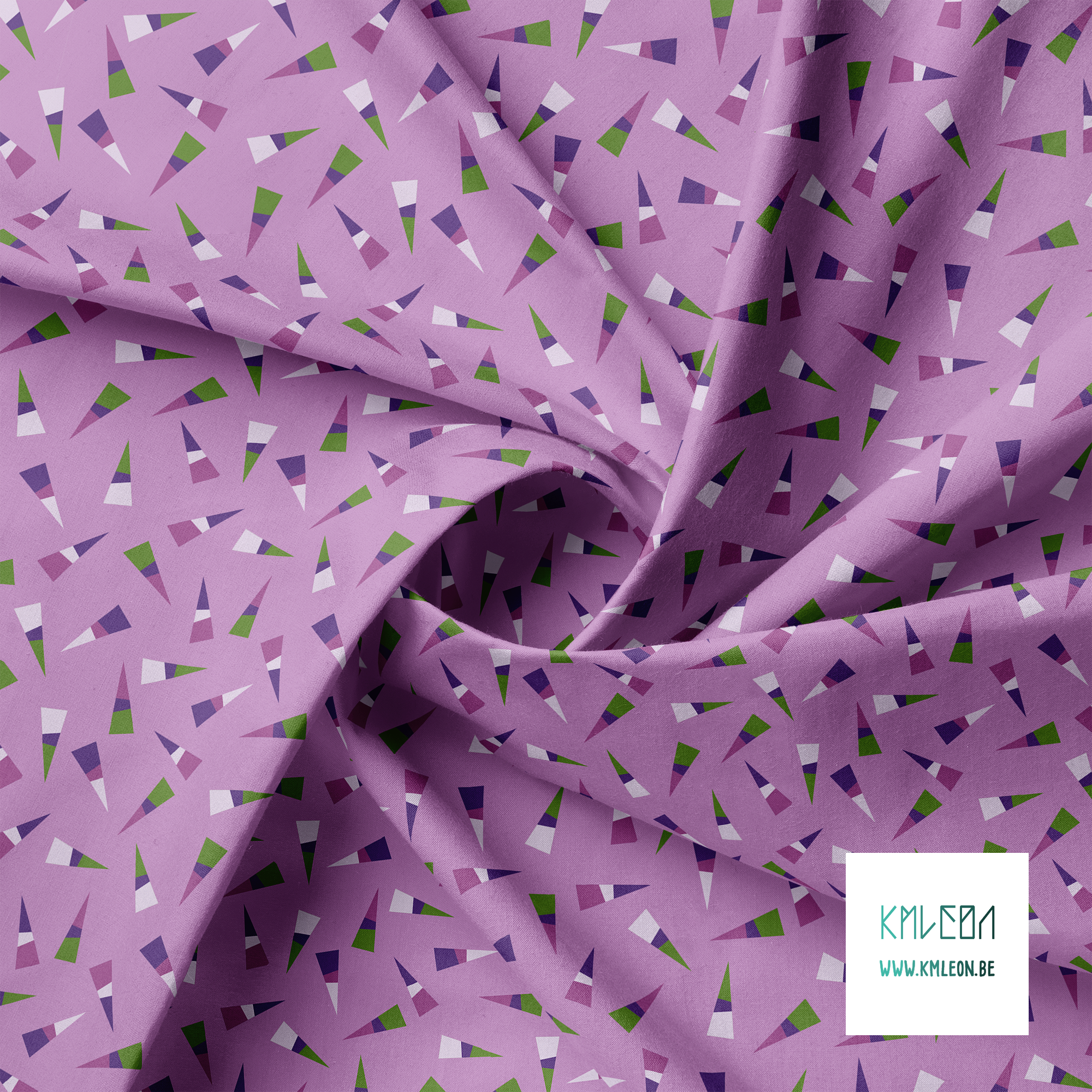 Purple and green triangles fabric