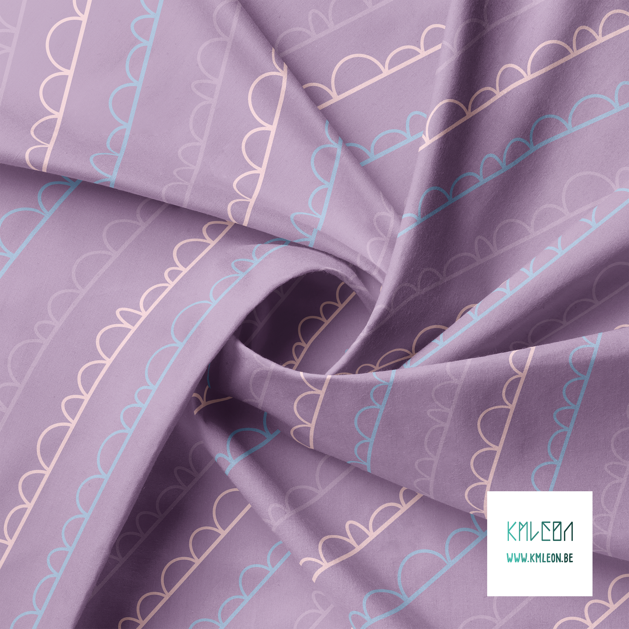 Purple, pink and blue irregular arches fabric