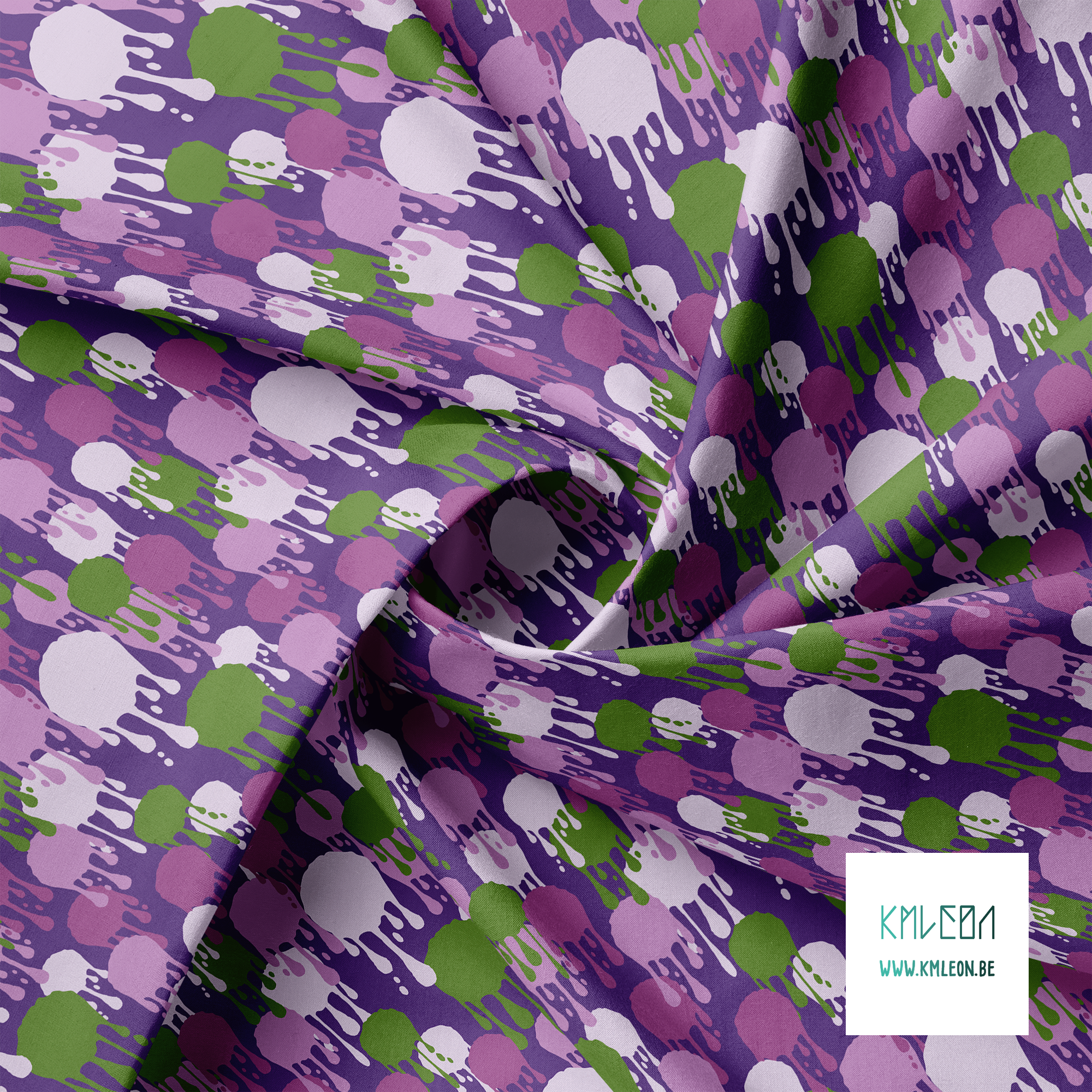 Purple and green graffiti fabric