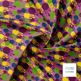 Purple, green, yellow and navy graffiti fabric