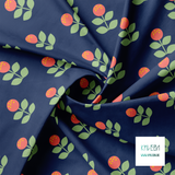 Large coral and green flowers fabric