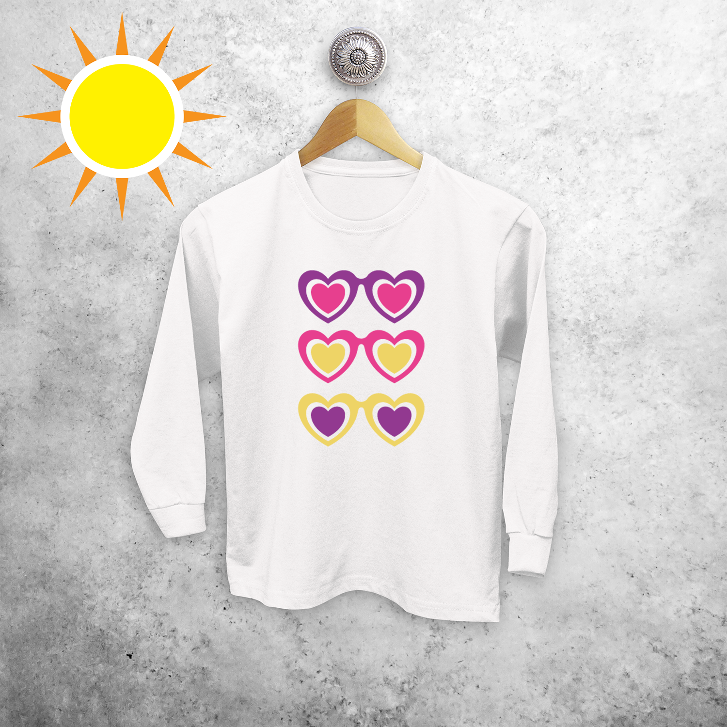 Sunglasses and hearts magic kids longsleeve shirt