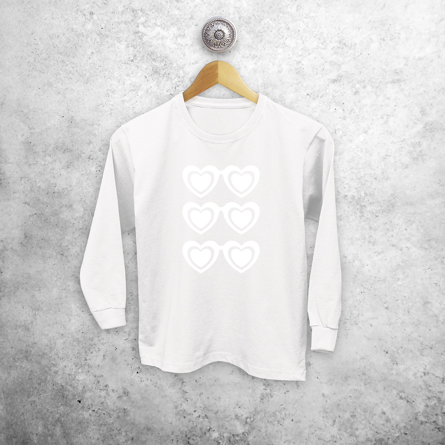 Sunglasses and hearts magic kids longsleeve shirt