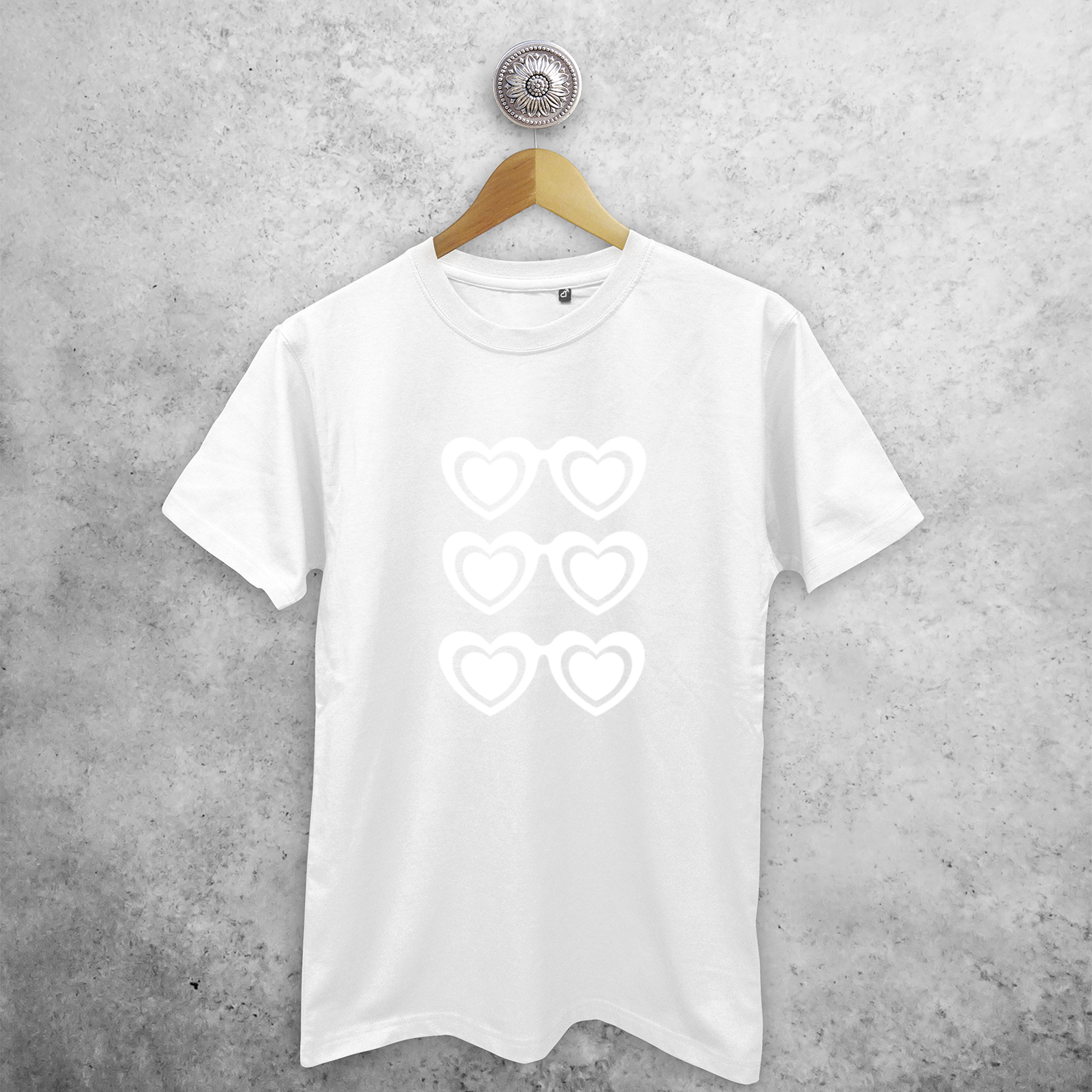 Sunglasses and hearts magic adult shirt