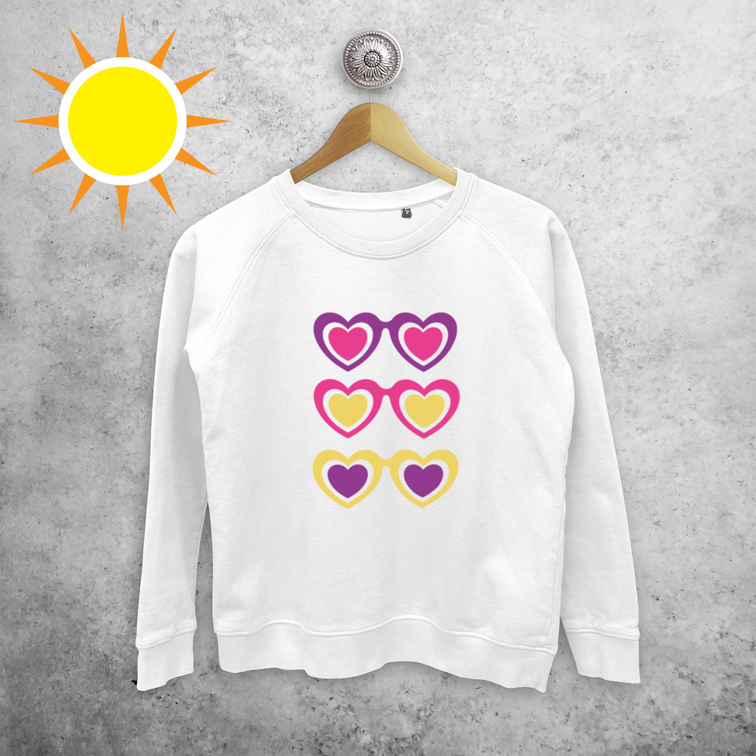 Sunglasses and hearts magic sweater