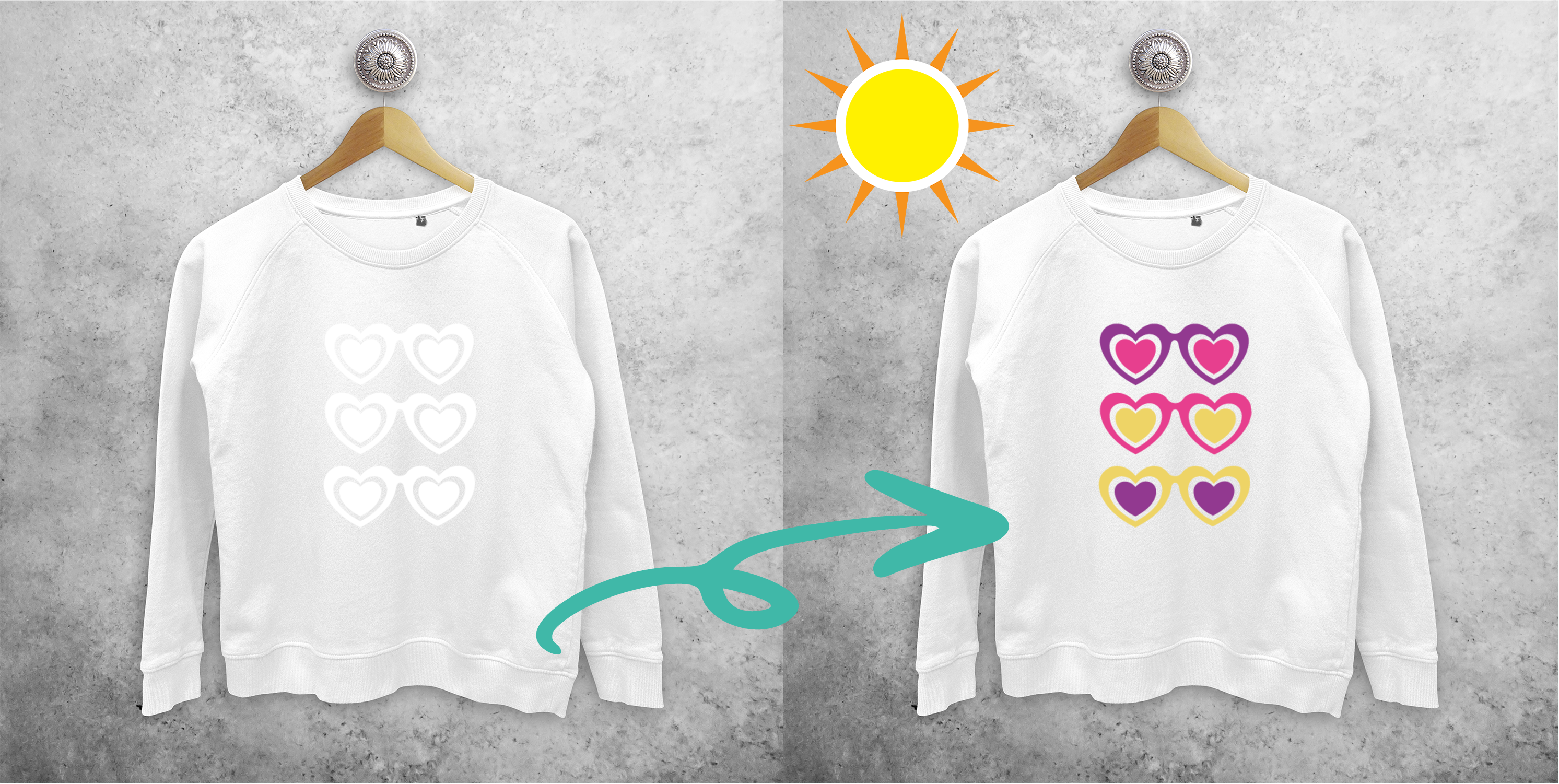 Sunglasses and hearts magic sweater