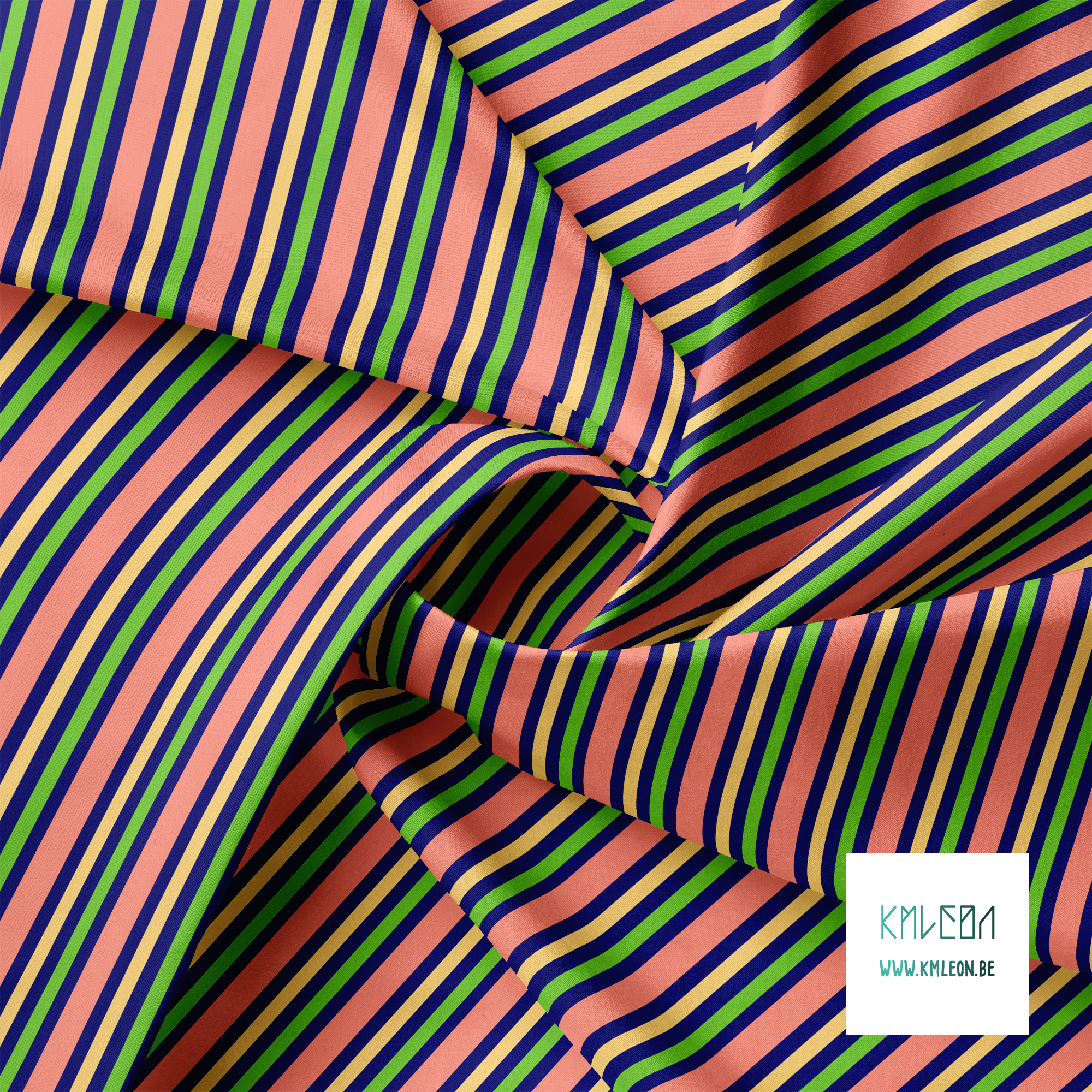 Horizontal stripes in yellow, green and pink fabric