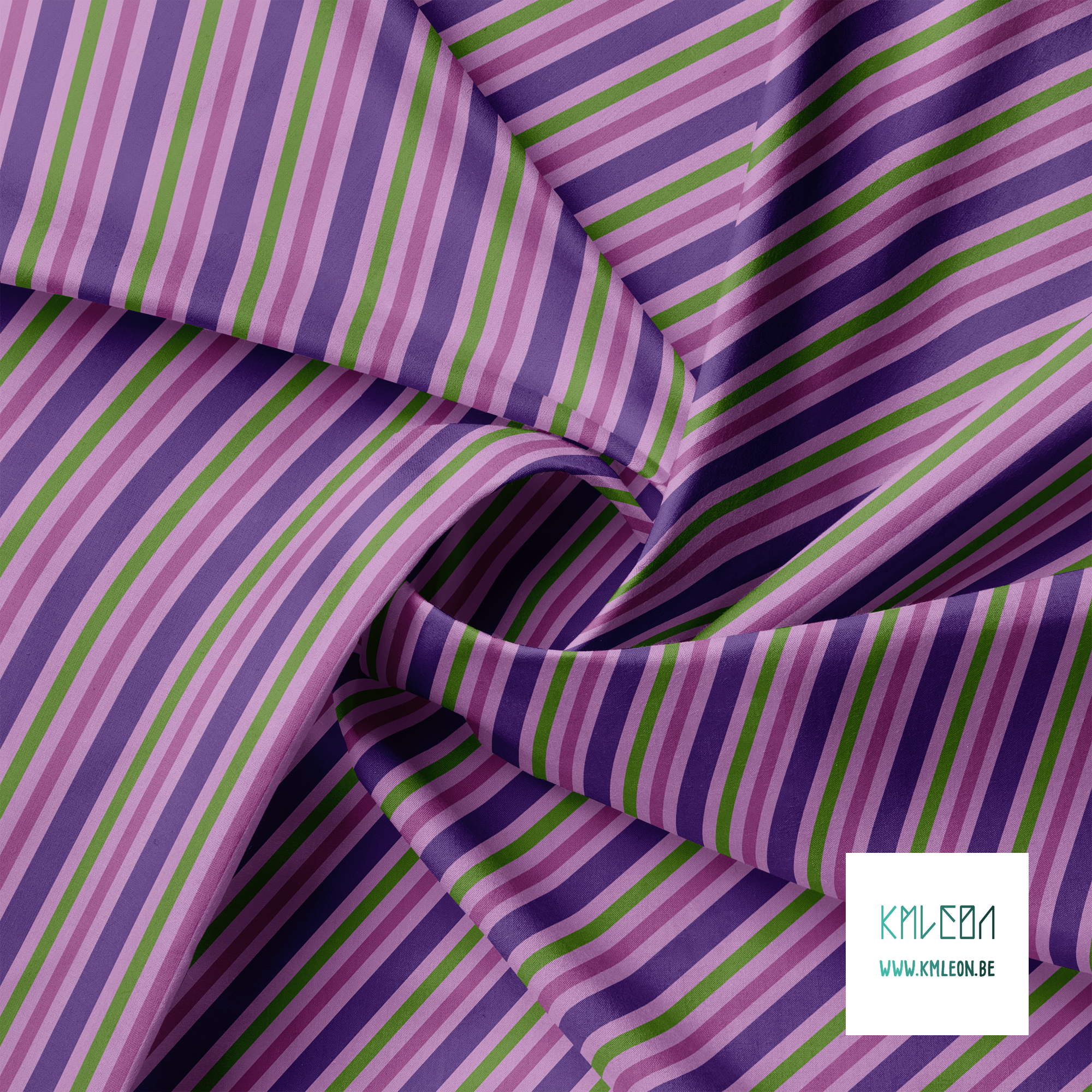 Horizontal stripes in purple and green fabric