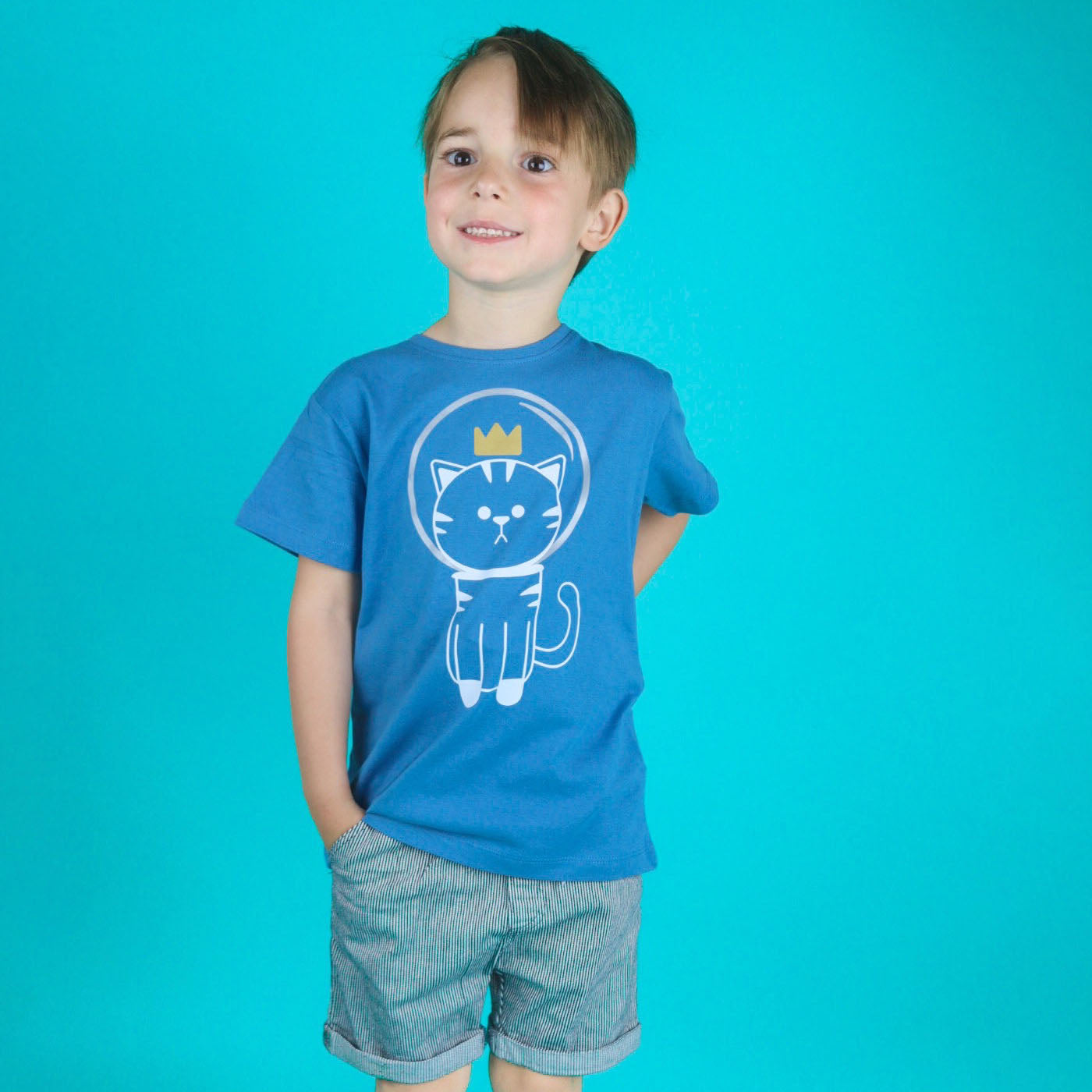 Space cat kids shortsleeve shirt