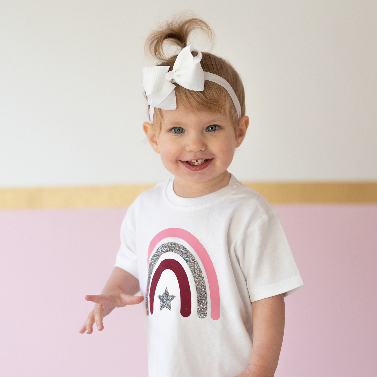 Glitter rainbow baby shortsleeve shirt