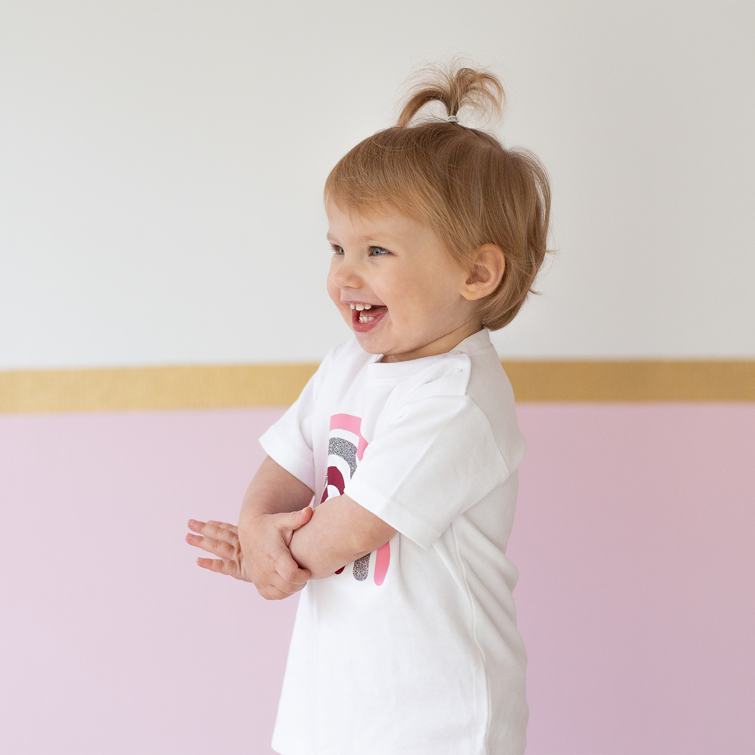 Glitter rainbow baby shortsleeve shirt