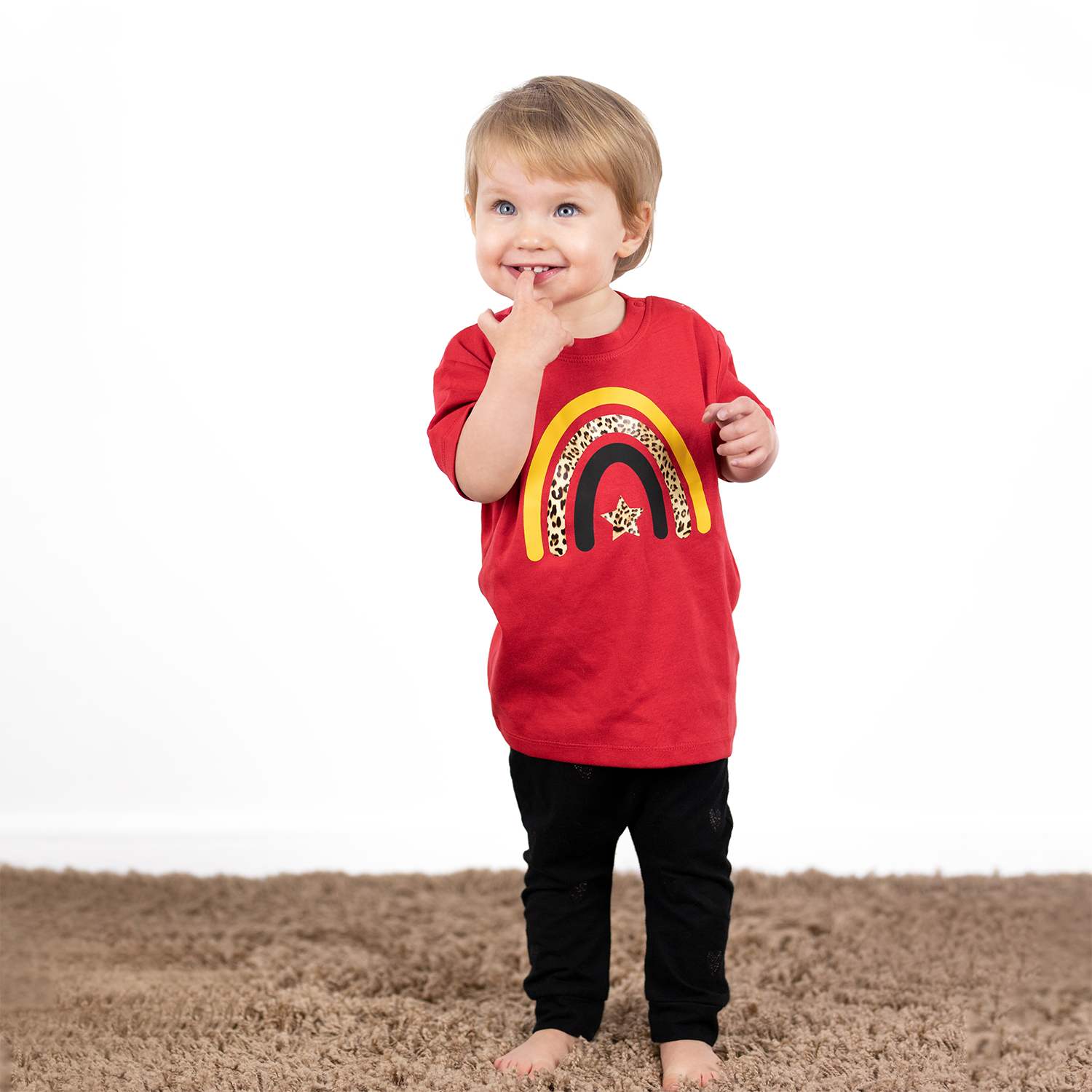 Leopard rainbow baby shortsleeve shirt