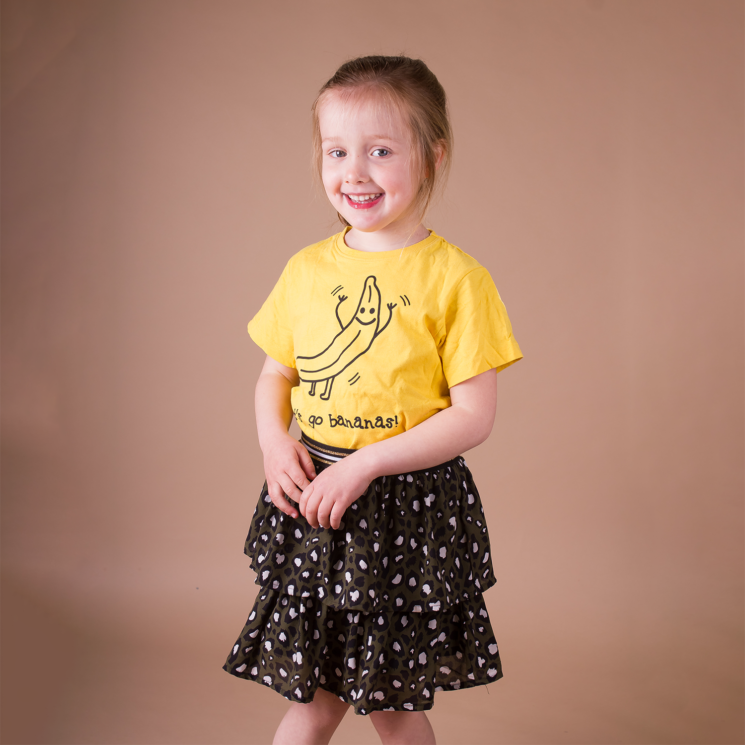 'Let's go bananas' kids shortsleeve shirt