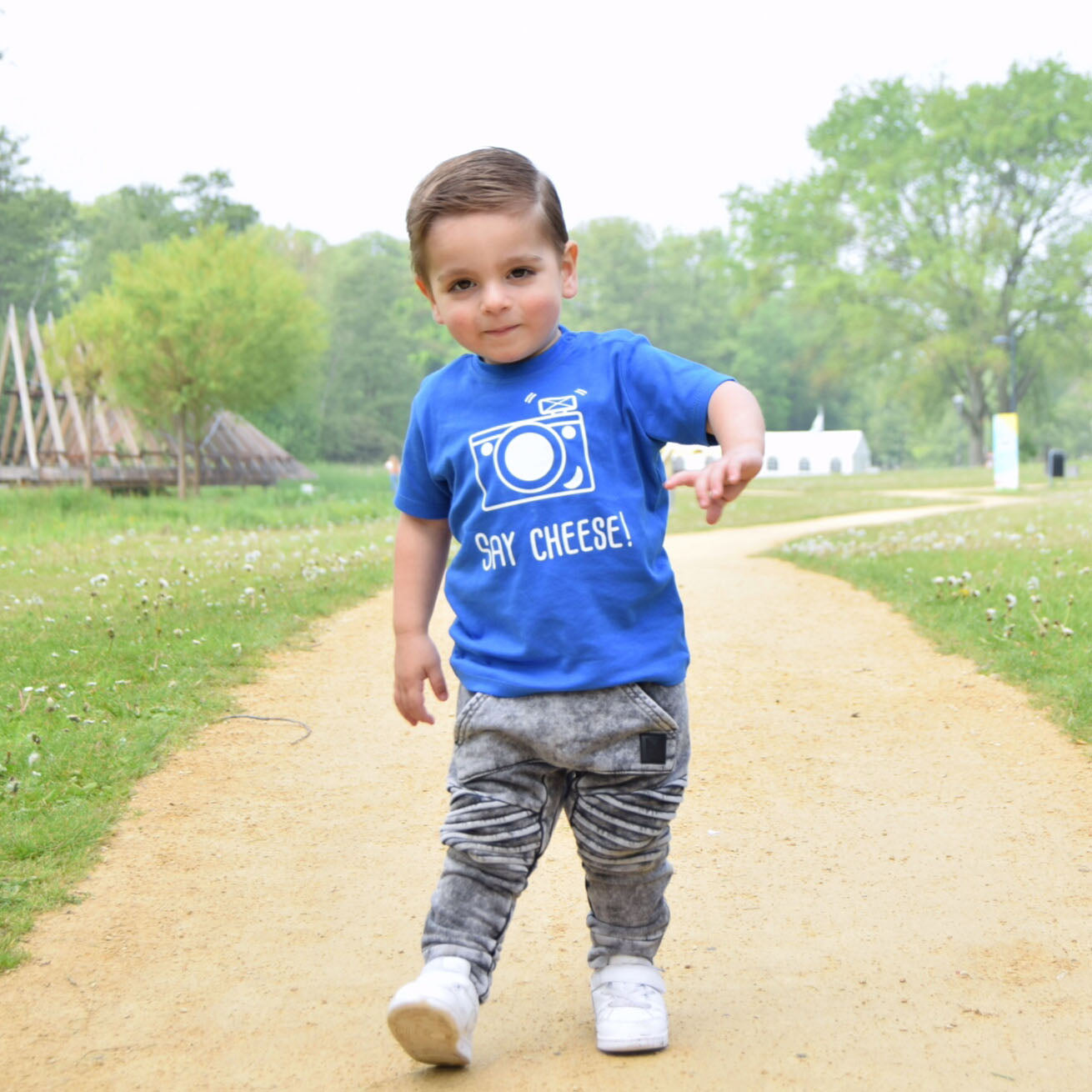 'Say Cheese' baby shortsleeve shirt