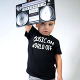 'Music on - World off' kids shortsleeve shirt