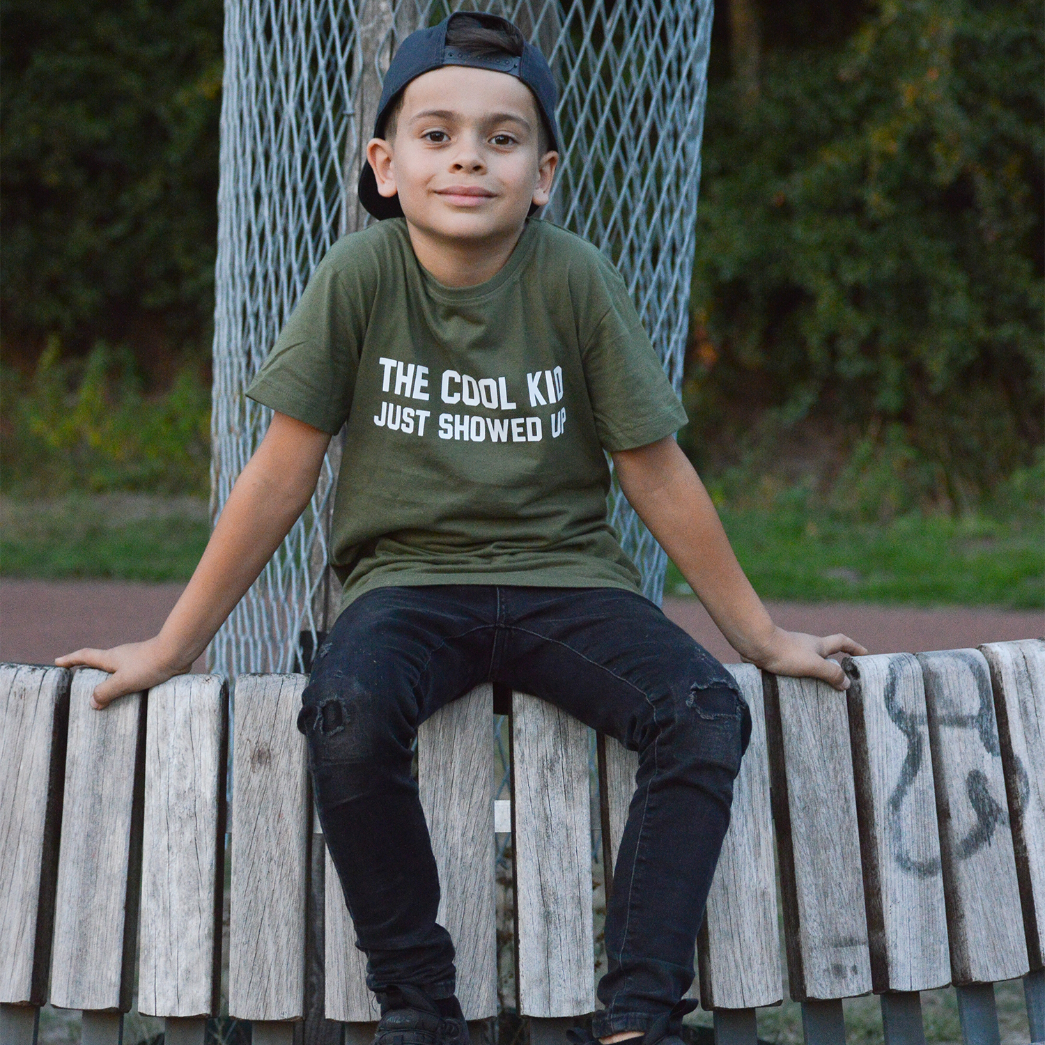 'The cool kid just showed up' kids shortsleeve shirt