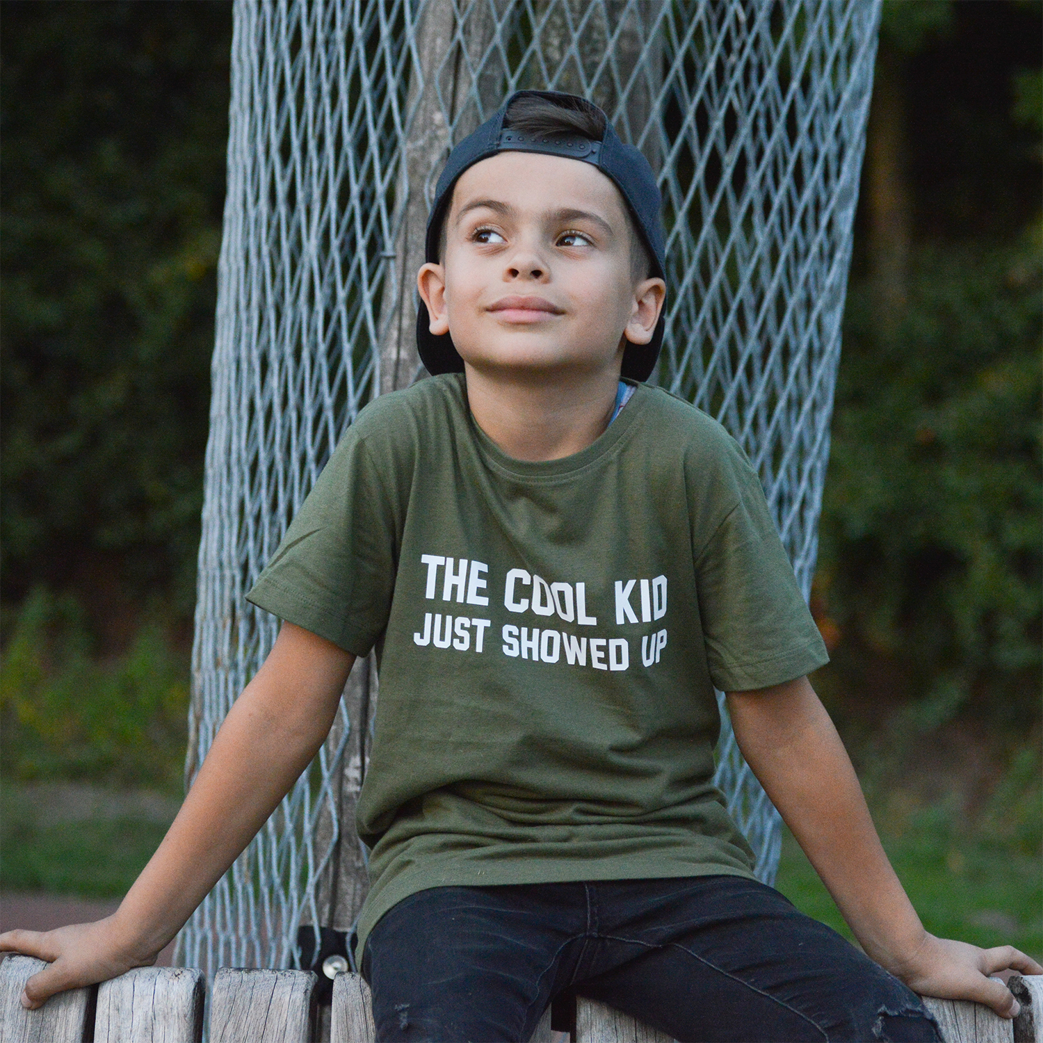 'The cool kid just showed up' kids shortsleeve shirt