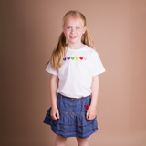 Hearts rainbow kids shortsleeve shirt