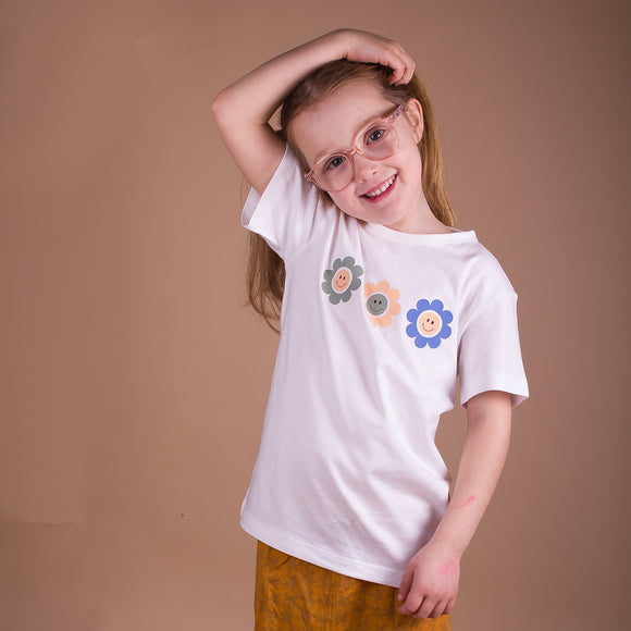 Smiley flowers kids shortsleeve shirt