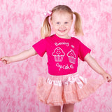 'Running on cupcakes' kids shortsleeve shirt