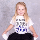 'My favorite colour is glitter' kids shortsleeve shirt