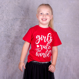 'Girls rule the world' kids shortsleeve shirt