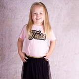 Leopard name kids shortsleeve shirt