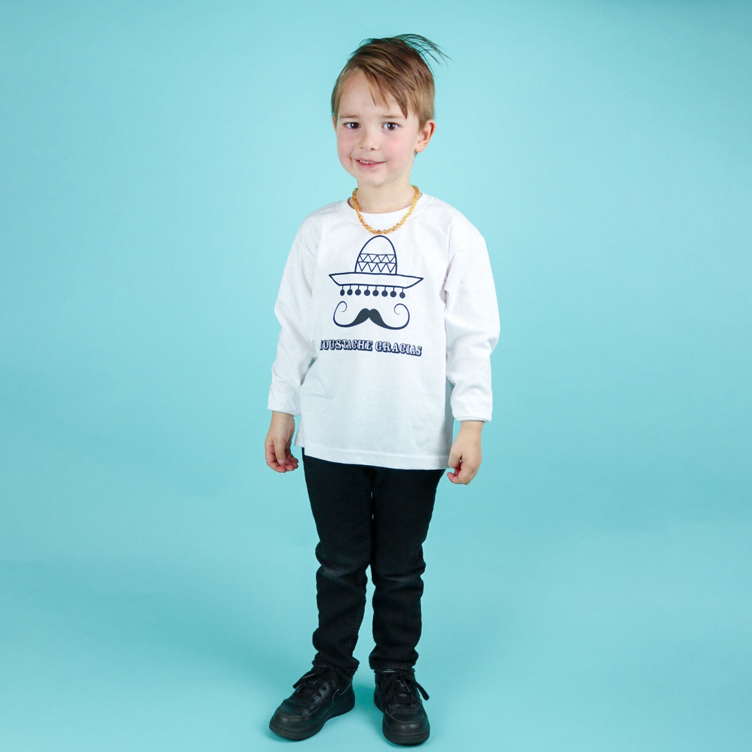 'Moustache gracias' kids longsleeve shirt