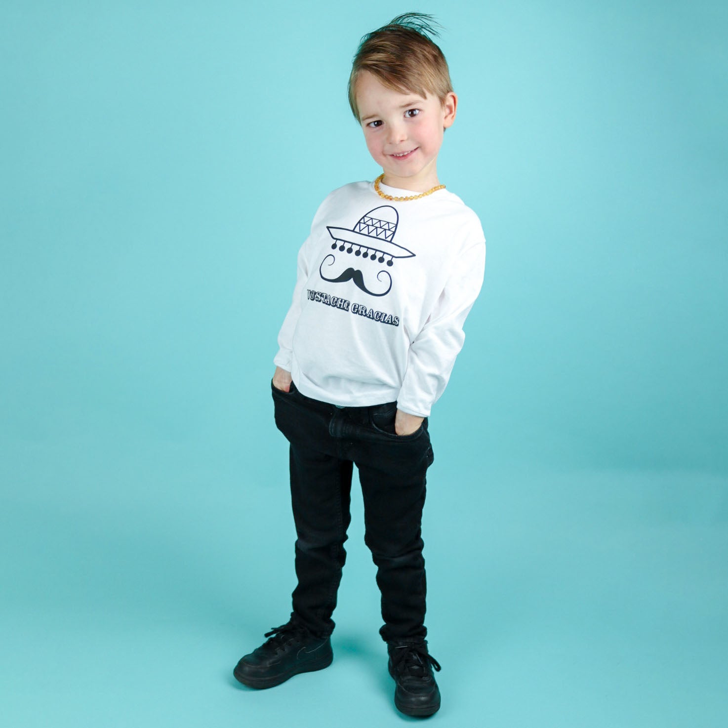 'Moustache gracias' kids longsleeve shirt