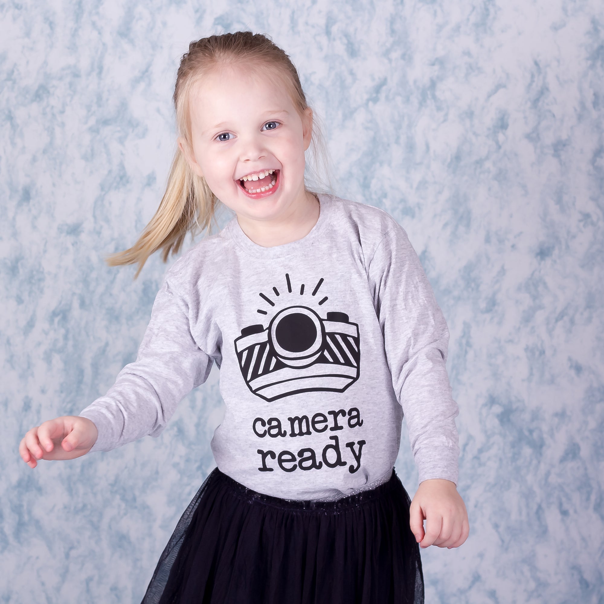 'Camera ready' kids longsleeve shirt