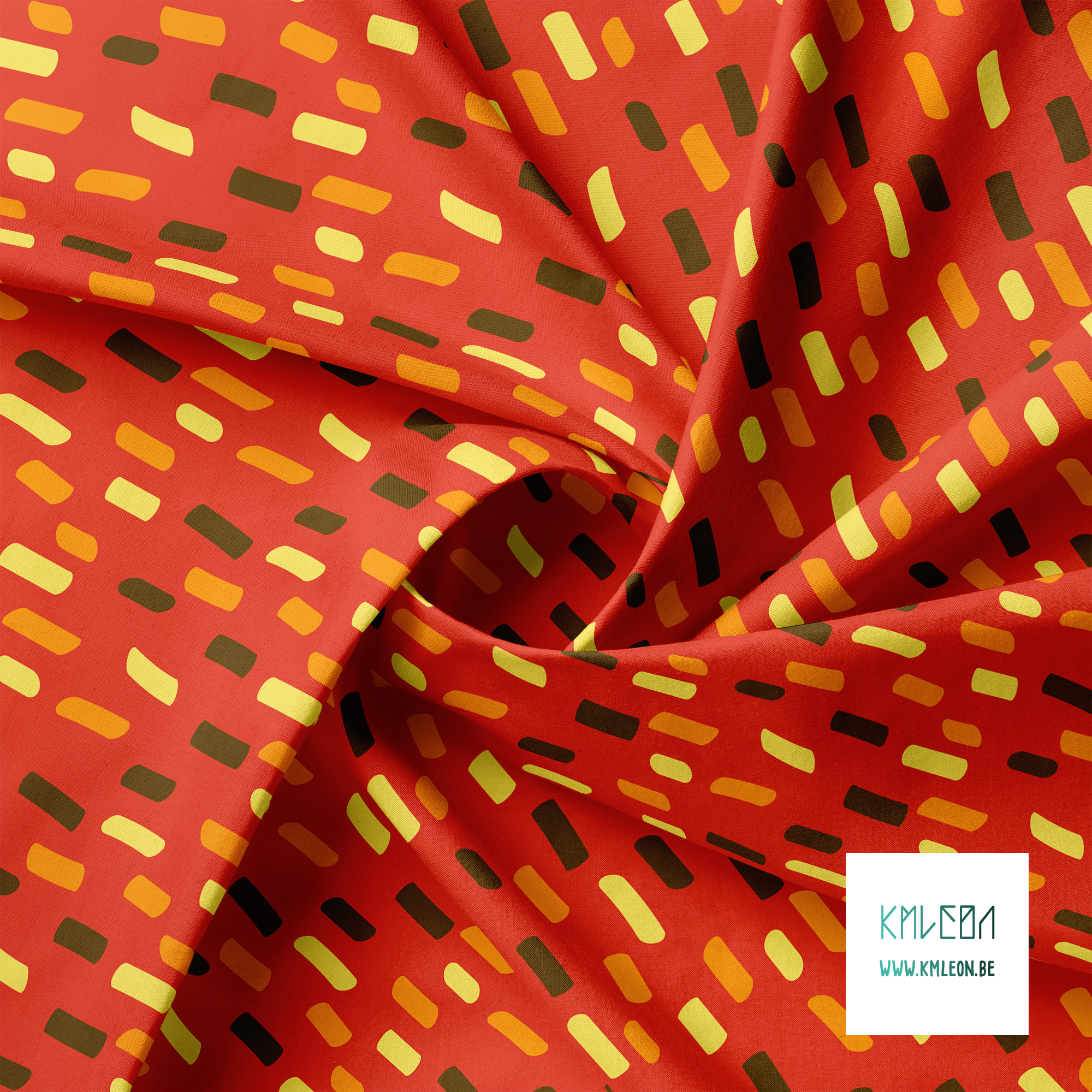 Yellow, orange and brown irregular stripes fabric