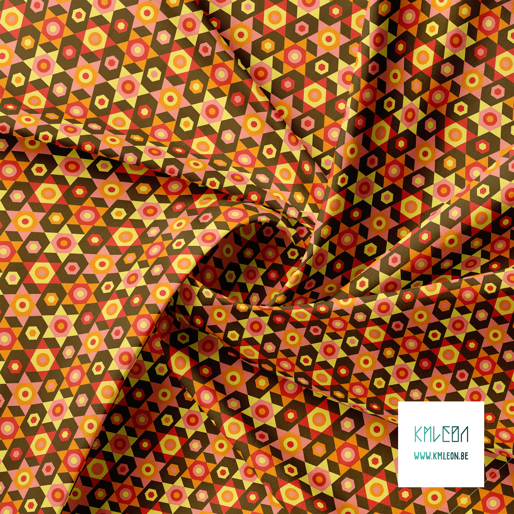 Yellow, pink, orange and red stars fabric