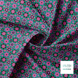 Black, pink and purple stars fabric