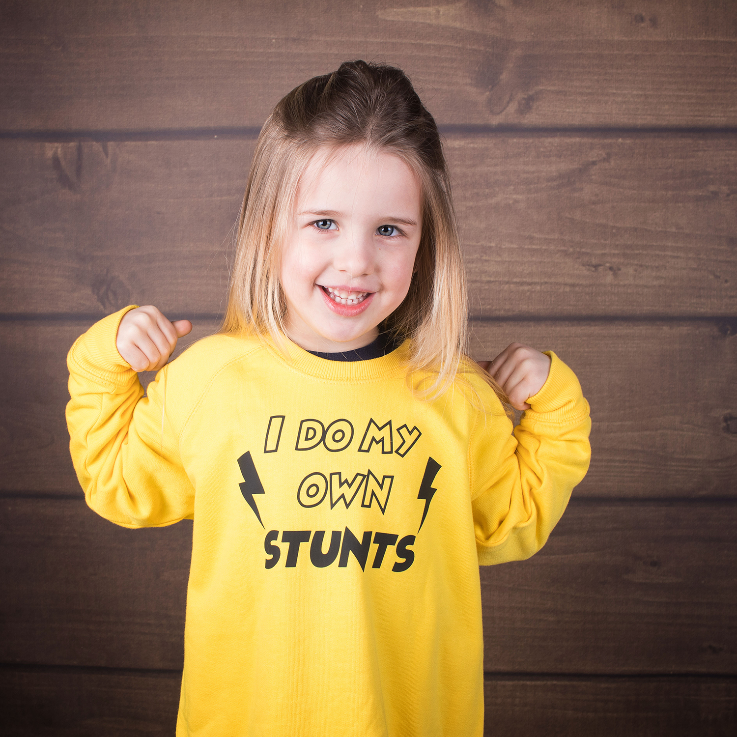 'I do my own stunts' kids sweater