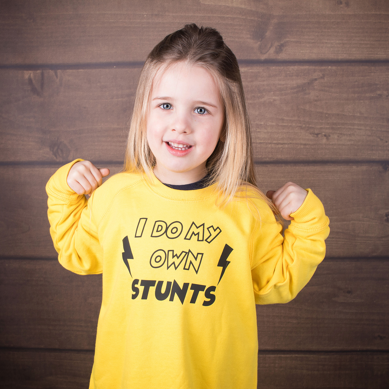 'I do my own stunts' kids sweater