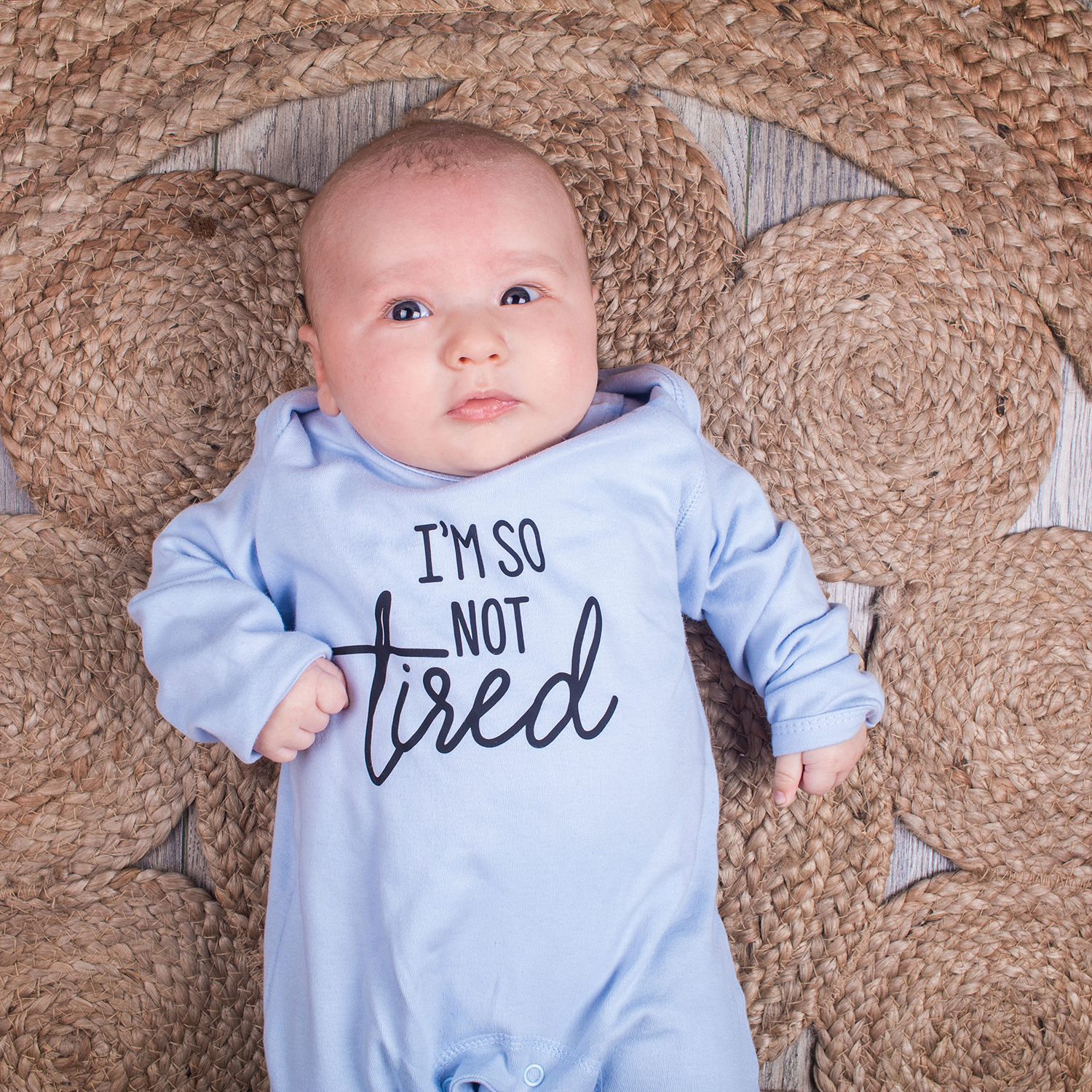 'I'm so not tired' baby romper